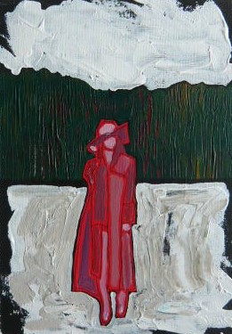 Woman in Red coat picture